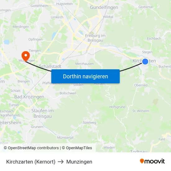 Kirchzarten (Kernort) to Munzingen map