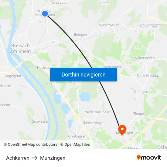 Achkarren to Munzingen map