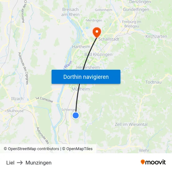 Liel to Munzingen map