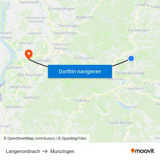 Langenordnach to Munzingen map