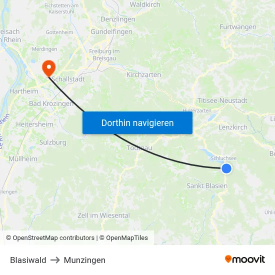 Blasiwald to Munzingen map