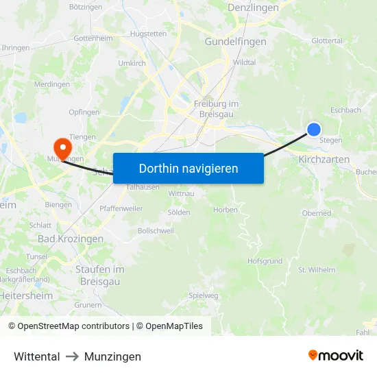 Wittental to Munzingen map