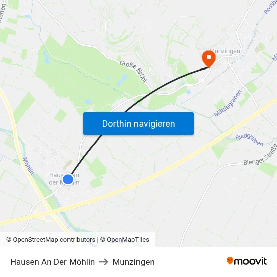 Hausen An Der Möhlin to Munzingen map