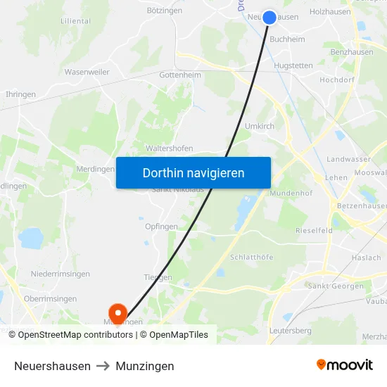 Neuershausen to Munzingen map