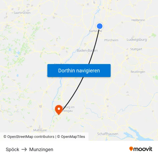 Spöck to Munzingen map