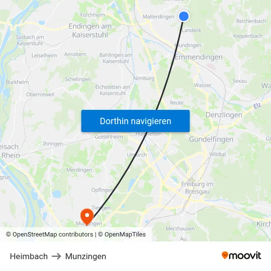 Heimbach to Munzingen map
