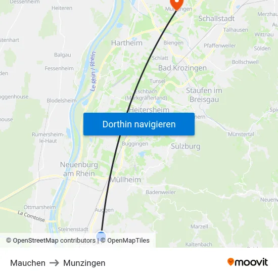 Mauchen to Munzingen map