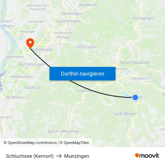 Schluchsee (Kernort) to Munzingen map