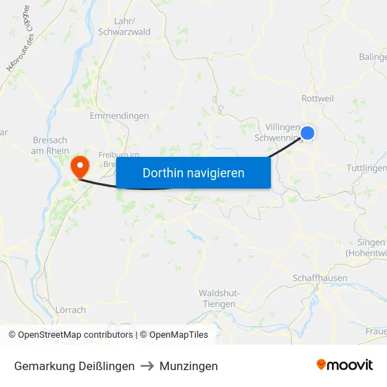 Gemarkung Deißlingen to Munzingen map