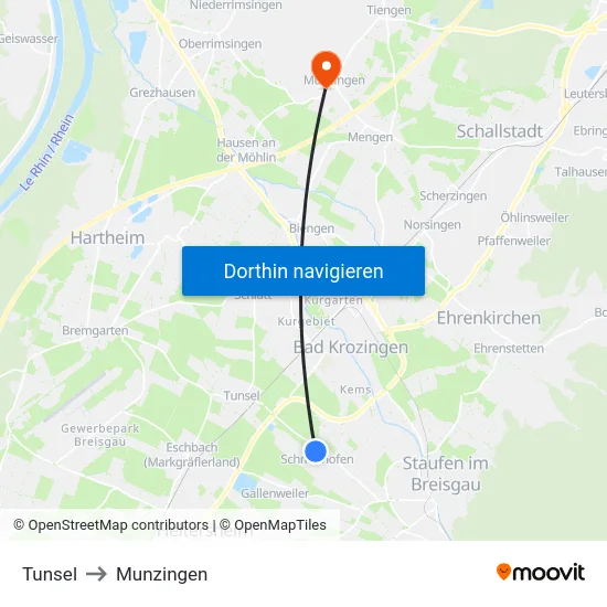 Tunsel to Munzingen map