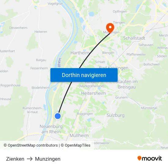 Zienken to Munzingen map