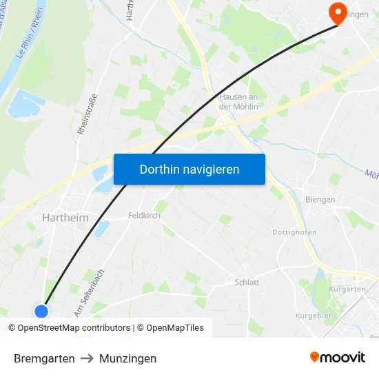 Bremgarten to Munzingen map