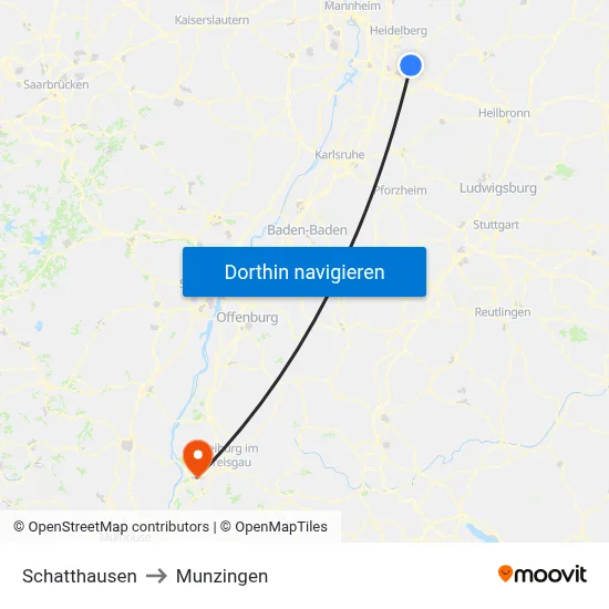 Schatthausen to Munzingen map