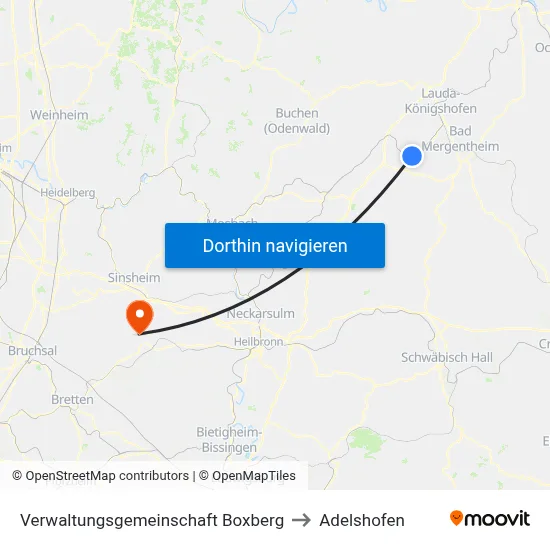 Verwaltungsgemeinschaft Boxberg to Adelshofen map