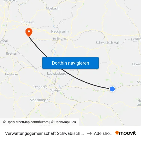 Verwaltungsgemeinschaft Schwäbisch Gmünd to Adelshofen map