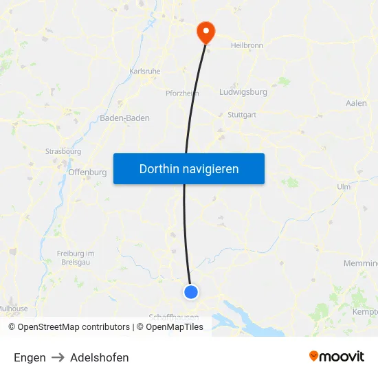 Engen to Adelshofen map
