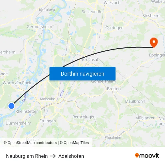 Neuburg am Rhein to Adelshofen map