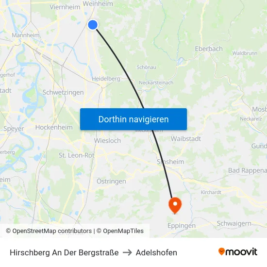 Hirschberg An Der Bergstraße to Adelshofen map