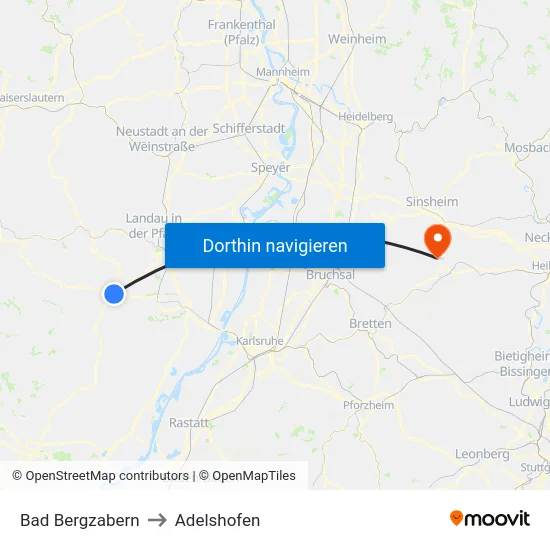 Bad Bergzabern to Adelshofen map