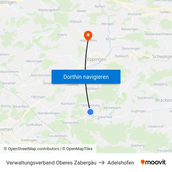 Verwaltungsverband Oberes Zabergäu to Adelshofen map