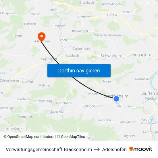 Verwaltungsgemeinschaft Brackenheim to Adelshofen map