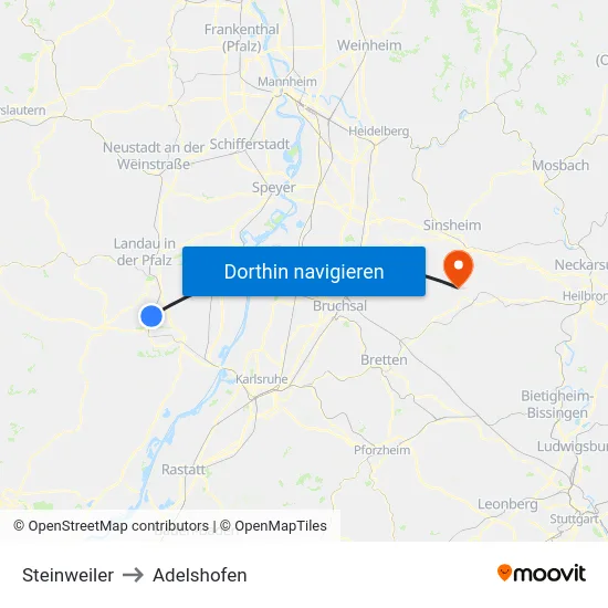 Steinweiler to Adelshofen map