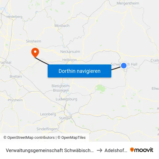 Verwaltungsgemeinschaft Schwäbisch Hall to Adelshofen map