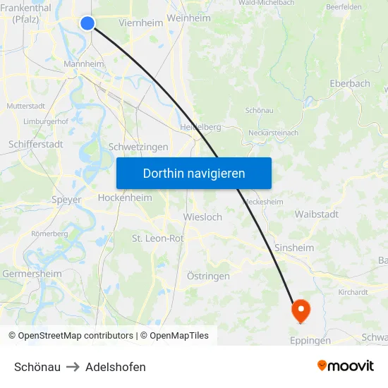 Schönau to Adelshofen map