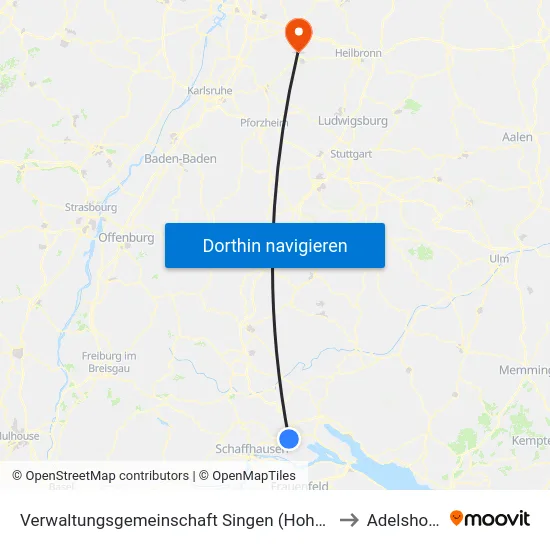 Verwaltungsgemeinschaft Singen (Hohentwiel) to Adelshofen map