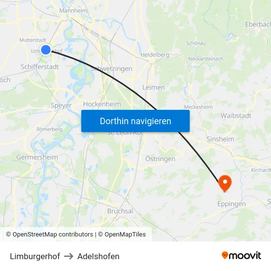 Limburgerhof to Adelshofen map