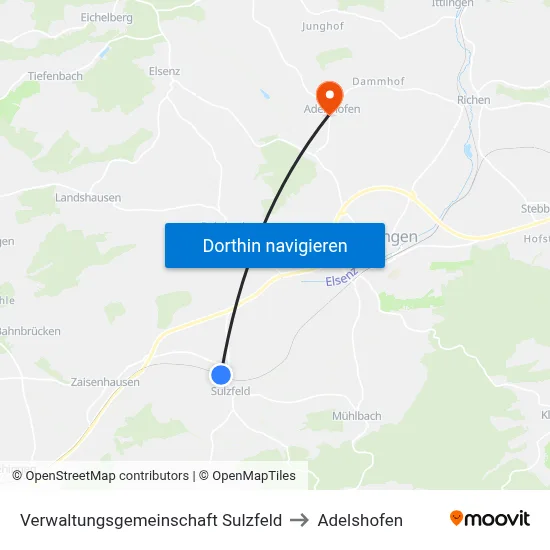 Verwaltungsgemeinschaft Sulzfeld to Adelshofen map
