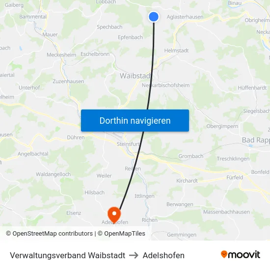 Verwaltungsverband Waibstadt to Adelshofen map