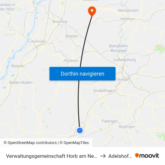 Verwaltungsgemeinschaft Horb am Neckar to Adelshofen map