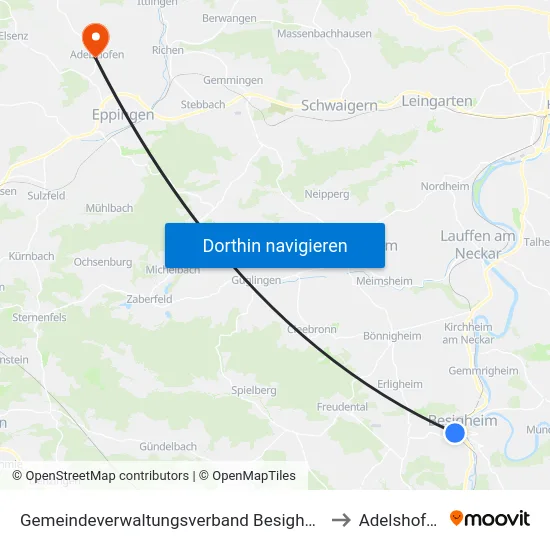 Gemeindeverwaltungsverband Besigheim to Adelshofen map