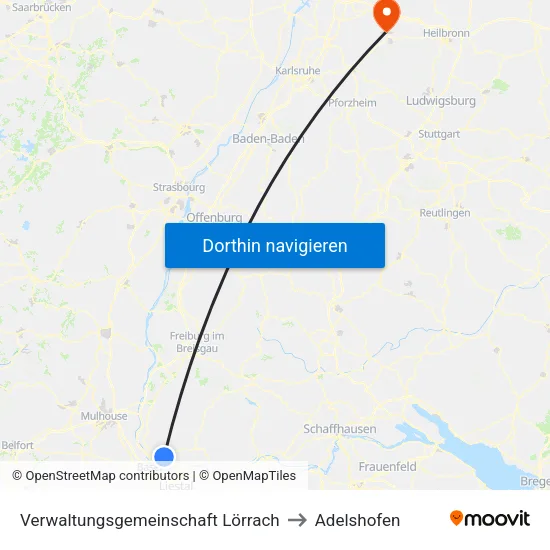 Verwaltungsgemeinschaft Lörrach to Adelshofen map
