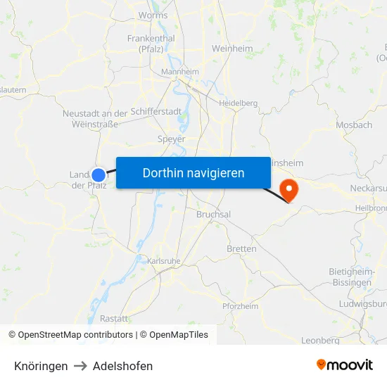 Knöringen to Adelshofen map