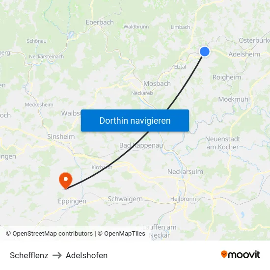 Schefflenz to Adelshofen map