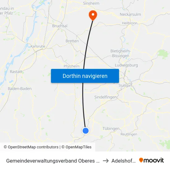 Gemeindeverwaltungsverband Oberes Gäu to Adelshofen map