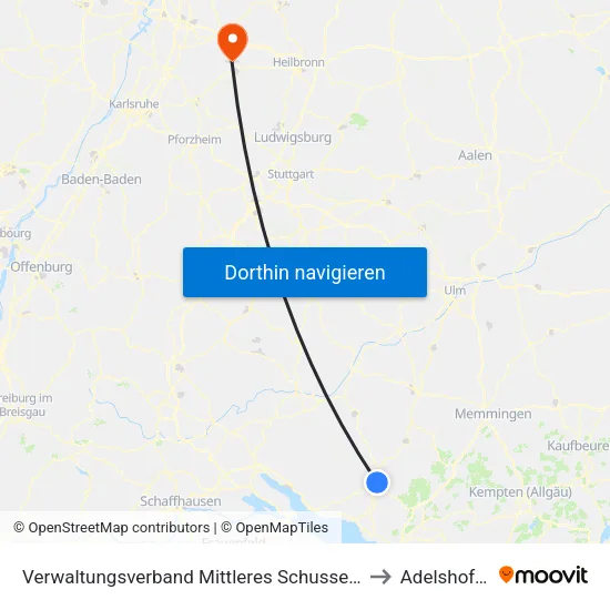 Verwaltungsverband Mittleres Schussental to Adelshofen map