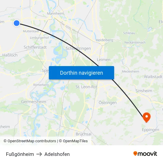 Fußgönheim to Adelshofen map