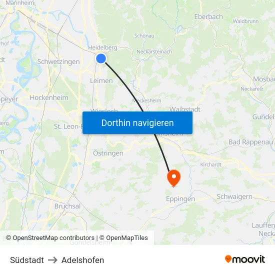Südstadt to Adelshofen map