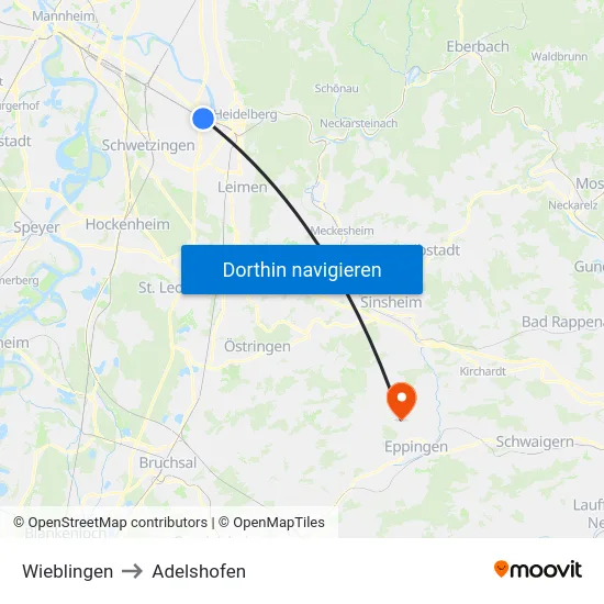 Wieblingen to Adelshofen map