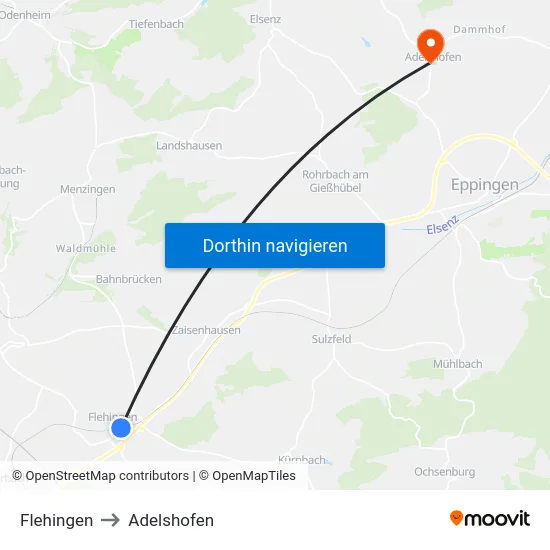 Flehingen to Adelshofen map