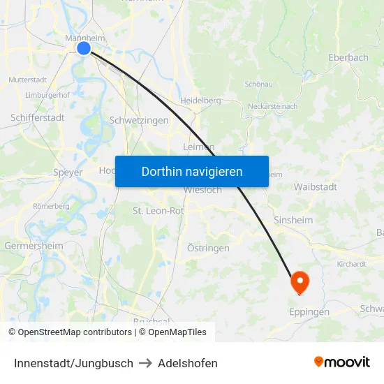 Innenstadt/Jungbusch to Adelshofen map