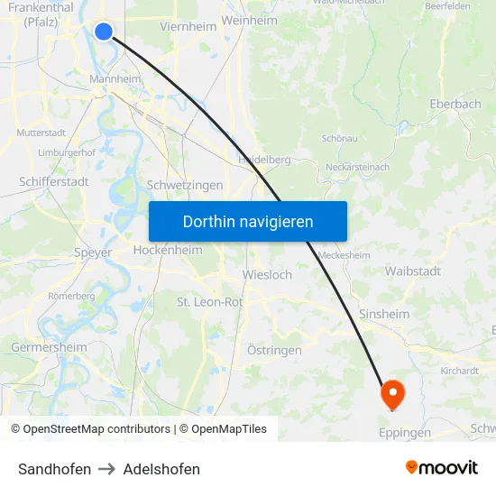 Sandhofen to Adelshofen map