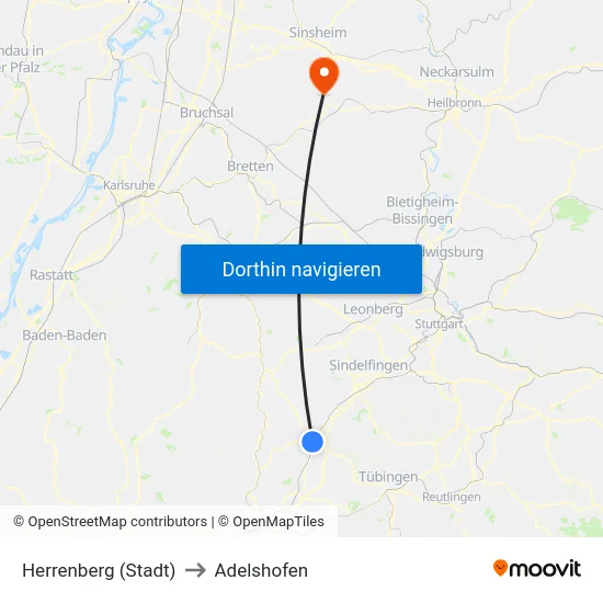 Herrenberg (Stadt) to Adelshofen map