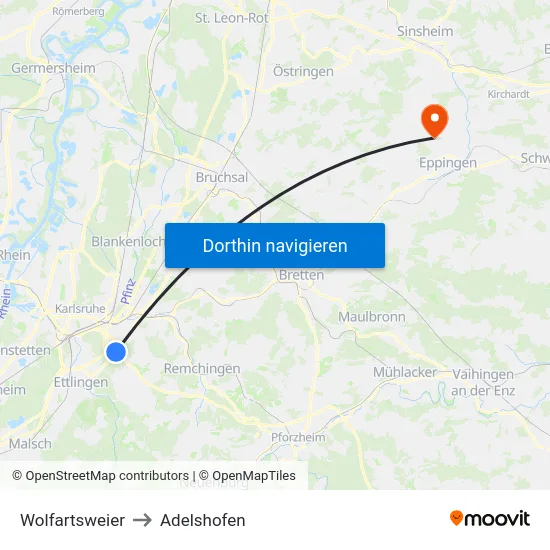 Wolfartsweier to Adelshofen map