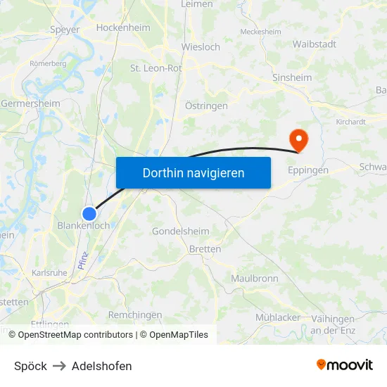 Spöck to Adelshofen map