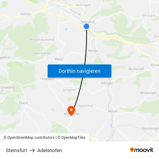 Steinsfurt to Adelshofen map