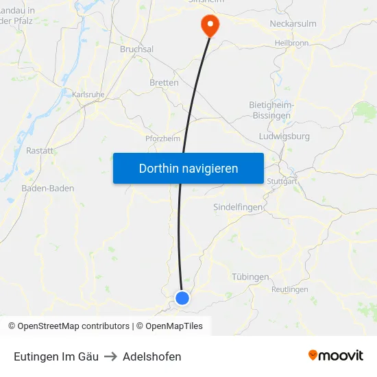 Eutingen Im Gäu to Adelshofen map